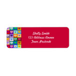 Rainbow Smiley Hearts squares Return Address Label