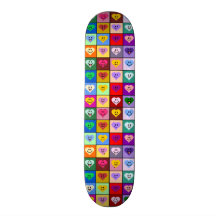 Rainbow Smiley Hearts squares Skate Boards