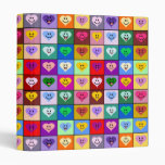 Rainbow Smiley Hearts squares Vinyl Binder