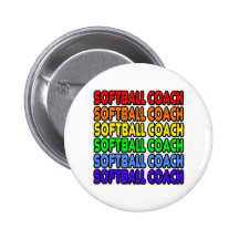 Rainbow Softball Coach Pinback Button
