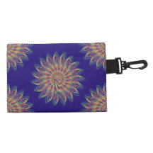 Rainbow Spiral Flower Design - DarkBlue Background Accessory Bags