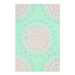 Rainbow Spiral Flower Design - Green Background Stationery Paper