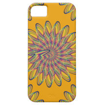 Rainbow Spiral Flower Design - Orange Background