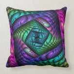 Rainbow Spiral Fractal Texture Throw Pillow