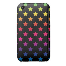 Rainbow Stars over Black Background Pattern iPhone 3 Cover
