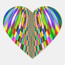 Rainbow Sun Rays Fractal Heart Sticker