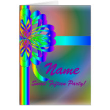 Rainbow Sweet Fifteen Party!-Customize Greeting Cards