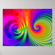 Rainbow swirls fractal graphic print