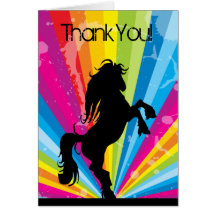 Rainbow Techno Silhouette Horse Thank You Card