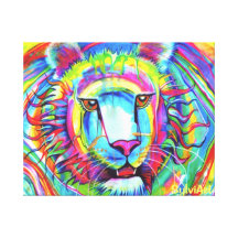 RAINBOW TIGER wrapped canvas ©1999 SylviART Stretched Canvas Print