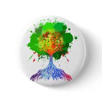 Rainbow Tree of Life Pinback Button
