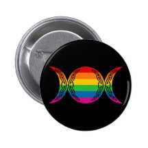Rainbow Triple Goddess Symbol Pinback Button