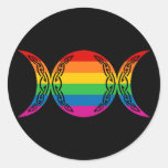 Rainbow Triple Goddess Symbol Round Sticker