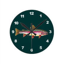 Rainbow Trout Fishing Round Wallclocks