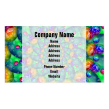 Rainbow Turquoise Bokeh Fractal Business Cards