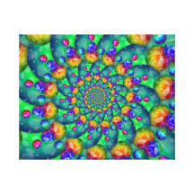 Rainbow Turquoise Bokeh Fractal Stretched Canvas Print