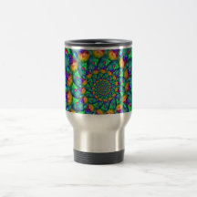 Rainbow Turquoise Bokeh Fractal Coffee Mugs