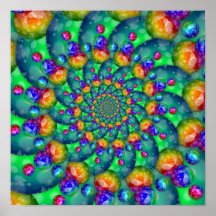 Rainbow Turquoise Bokeh Fractal Posters