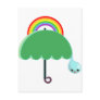 rainbow umbrella drop rain postcard