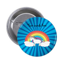 Rainbow unicorn blue sunburst pins