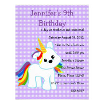 Rainbow Unicorn Cutie Personalized Invites