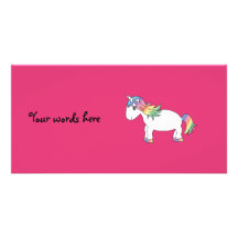 Rainbow unicorn photo card template