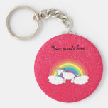 Rainbow unicorn pink glitter key chain