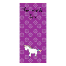 Rainbow unicorn purple flowers pattern personalized rack card