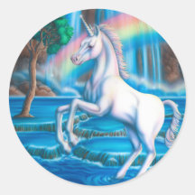 Rainbow Unicorn Round Stickers