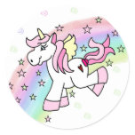 Rainbow Unicorn Round Stickers