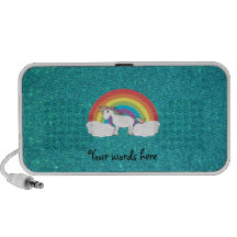Rainbow unicorn turquoise glitter travel speaker