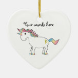 Rainbow unicorn with gold hearts ornaments