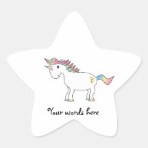 Rainbow unicorn with gold hearts sticker