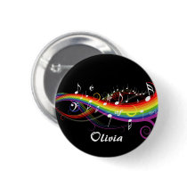 Rainbow White Music Notes Button