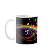 Rainbow White Music Notes Mug