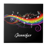 Rainbow White Music Notes Tile