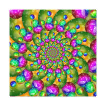 Rainbow Yellow Bokeh Fractal Art Stretched Canvas Prints