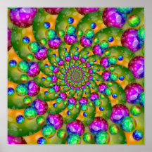 Rainbow Yellow Bokeh Fractal Art Posters