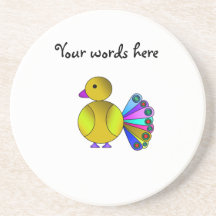 Rainbow yellow peacock drink coaster