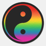Rainbow Yin Yang Round Sticker