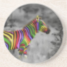 Rainbow Zebra Beverage Coaster