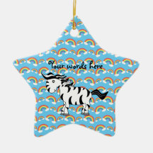 Rainbow zebra christmas tree ornament