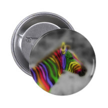Rainbow Zebra Pinback Button
