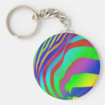 Rainbow Zebra Print Key Chain