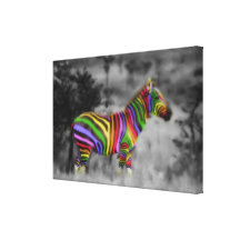 Rainbow Zebra Stretched Canvas Prints