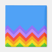 Rainbow Zig Zag Pattern. Part Plain Blue. Refrigerator Magnets