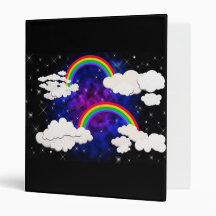 Rainbows, Stars and Clouds in a Night Sky Vinyl Binder