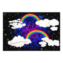 Rainbows, Stars and Clouds in a Night Sky Art Photo