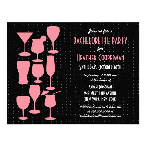 Raining Cocktails Bachelorette Party Invitation
