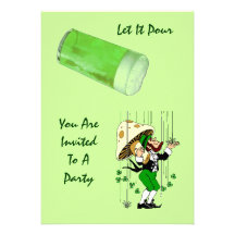 Raining Green Beer on Leprechaun Fun Invitations